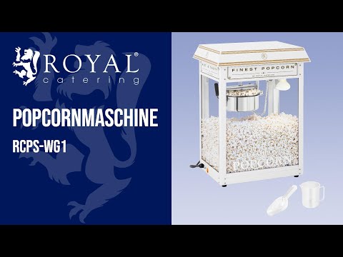 Video - Popcornmaschine - 1500 W - 5 kg/h - weiß & golden - Royal Catering