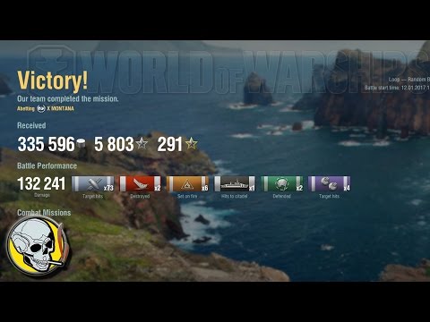 World of Warships, Montana, 366k credits, 132k dmg, 6k XP