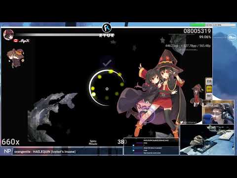 [Live] RyuK | orangentle - HAELEQUIN [toybot's Insane] 1st +HDDT FC 99.06% {#1 531pp FC} - osu!