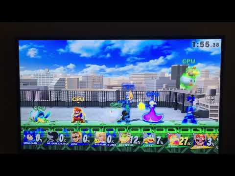 Mega Man, Mr Game & Watch, Luigi and Rosalina and Luma vs Bowser Jr, Larry and Wendy vs Wario