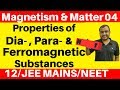 Magnetism And Matter 04 Properties Of Dia Para Ferromagnetic Substances Curie S Law JEE NEET