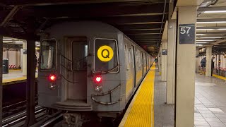NYC Subway: (Q) Express and (N)(R)(W) Local Trains @ 57 St-7 Av