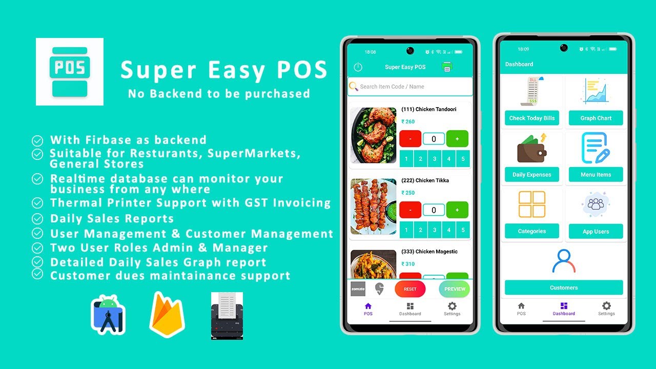 Super Easy POS (Point of Sale) Android app for Restaurants and Super Markets- Demo