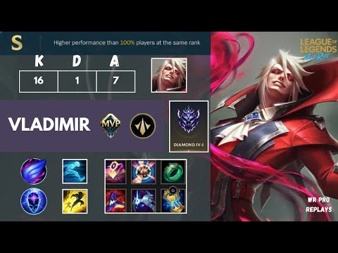 Vladimir Mid vs Pyke - [NA] Diamond - Patch 6.2 [Wild Rift] | [NA] 다이아몬드