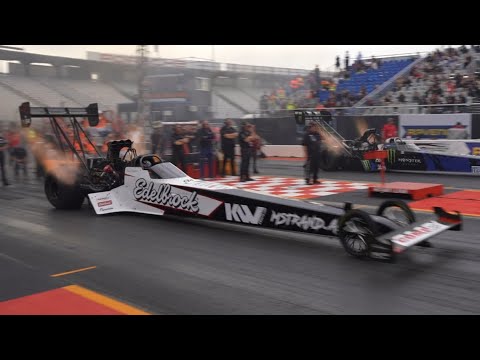 Close Top Fuel dragster Final at the NitrOlympX Hockenheim 2023 / Ida Zetterström vs. Jndia Erbacher