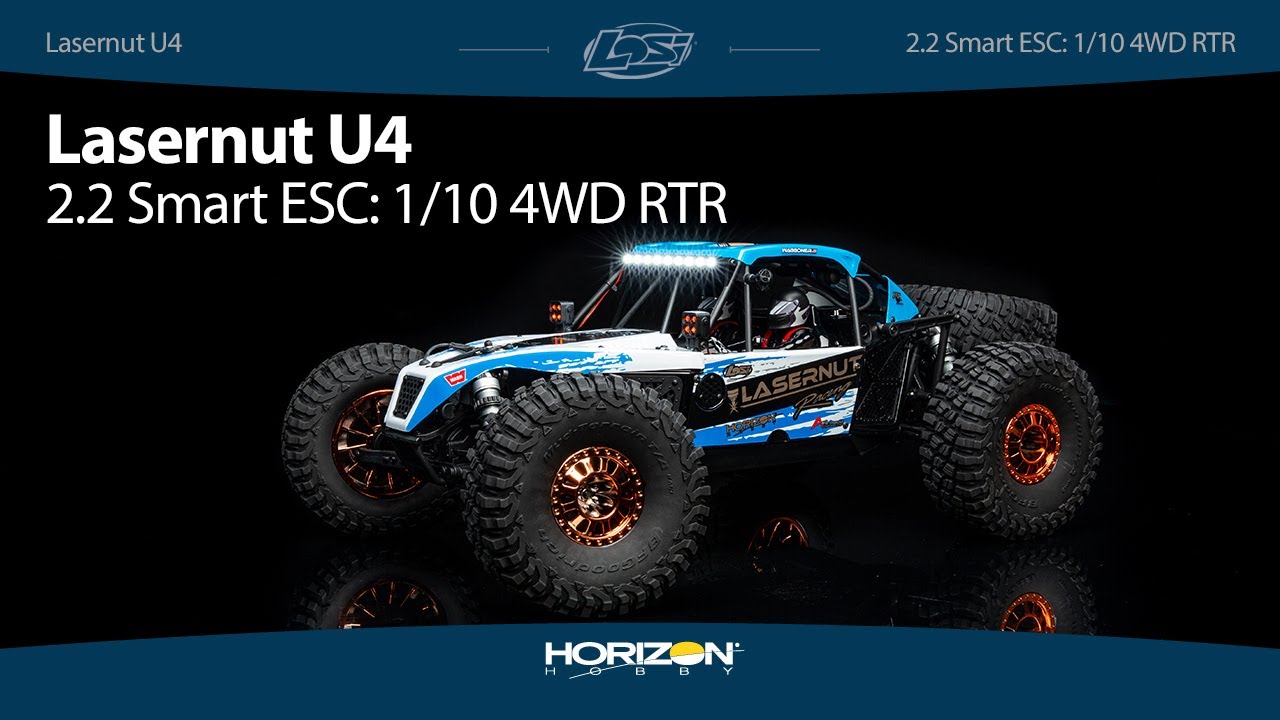 RC auto Losi Lasernut U4 1:10 4WD Smart RTR, modrá