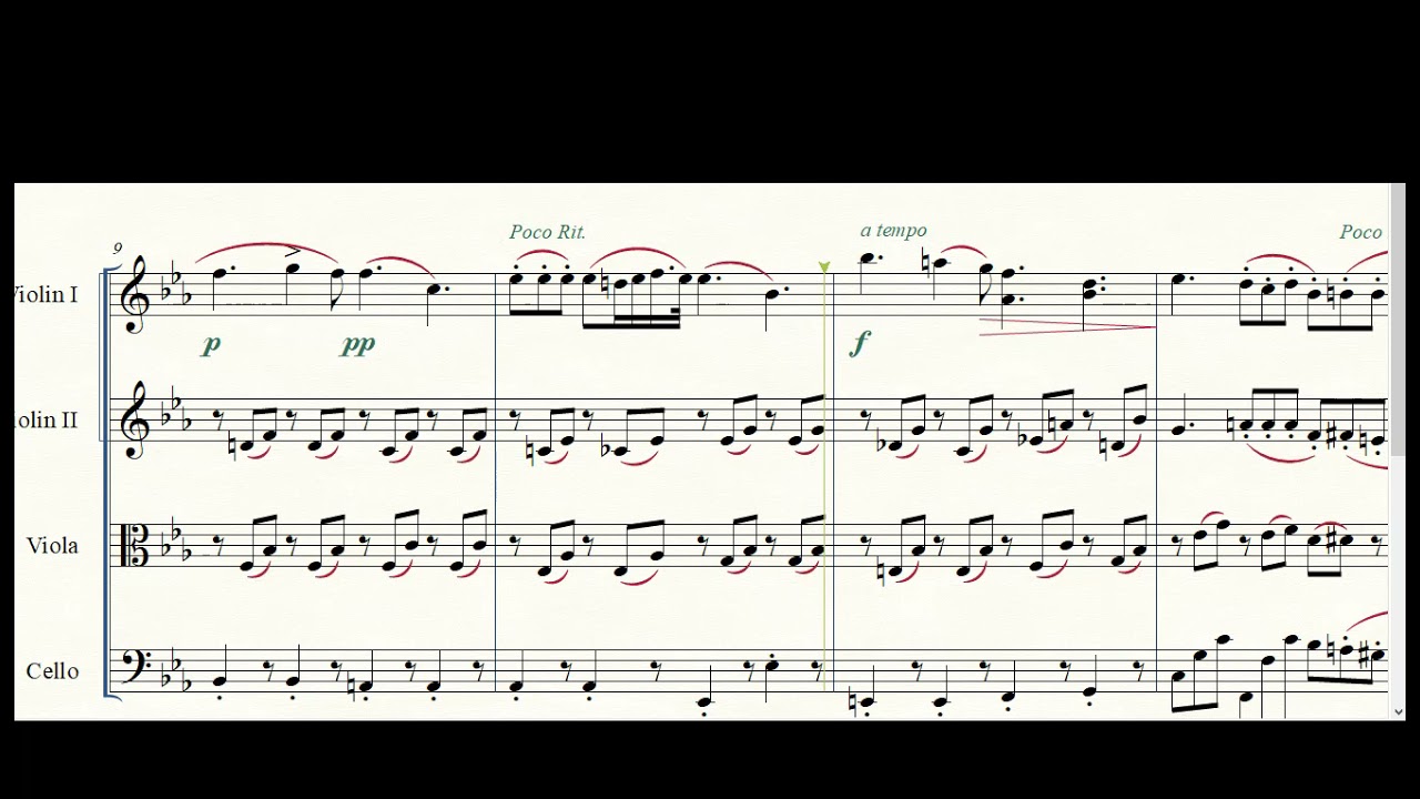 Nocturne Op9 no2, string quartet sheet music