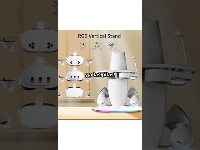 Vídeo relacionado con Omquot Base de Carga para Auriculares RGB VR, Carga Segura Magnética Fuerte para Entusiastas de VR, 2 Baterías de 600mah