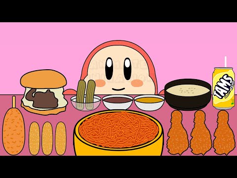 Kirby Animation - CHEESE HAMBURGER CHEESE STICK MUKBANG Complete Edition #kirby #waddledee