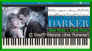 I Don't Wanna Live Forever - Fifty Shades Darker [Slow + Sheet Music] (Piano Tutorial)