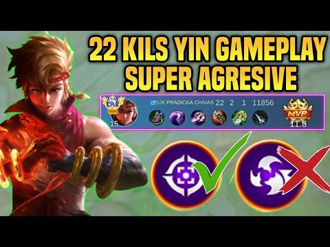 22 KILLS YIN DAMAGE ABNORMAL ONE HIT DELETE‼️best build yin - mlbb