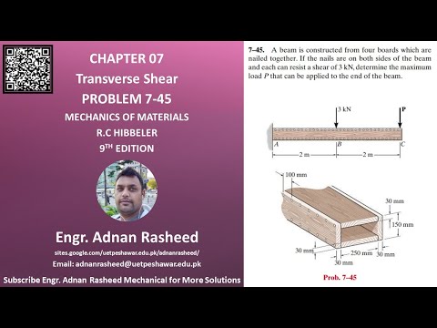 7-45 Determine maximum load P that can be applied to end of the beam | Mech of materials RC Hibbeler