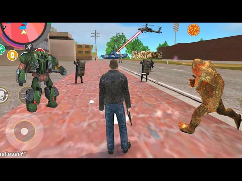 Rope Hero: Vice Town (Stone Giant Destroy Robot Car) Mutants Hero Running Road - Android Gameplay HD