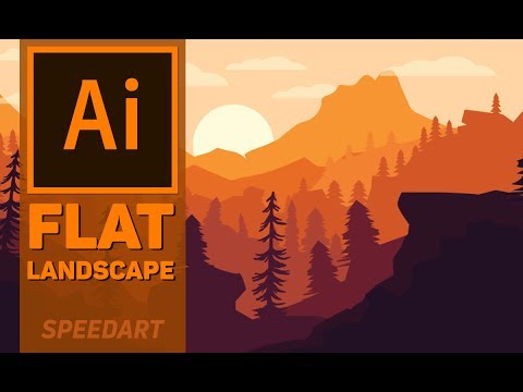 Flat Art Landscape - Adobe Illustrator Speed Art