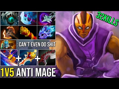 Impressive Farm God Anti Mage 1Vs5 Challenge Everything 32Kills Epic Game 7.27d Dota 2