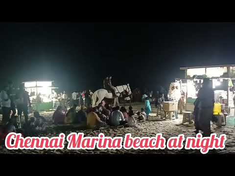Chennai Marina beach at night 