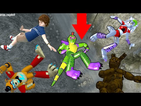 Fnaf Security Breach Ragdoll Falls and Jumps Garrys mod animatronics Death #3