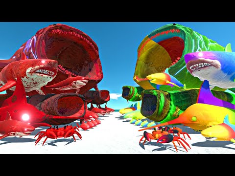 Sea Monsters Fights | Rainbow Itself vs Red Zombie Itself - Animal Revolt Battle Simulator
