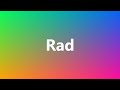 Rad - Medical Definition and Pronunciation