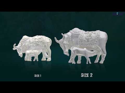 Kamdhenu Cow with Calf in Pure Silver video