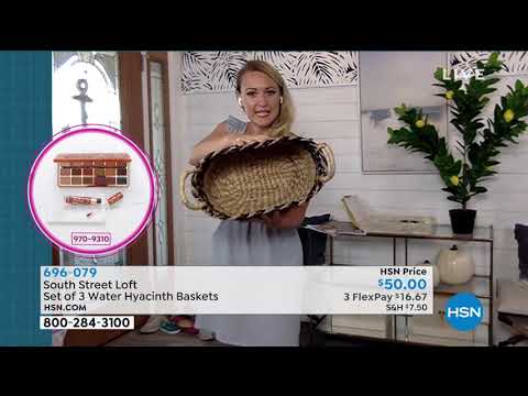 South Street Loft Set of 3 Water Hyacinth Baskets