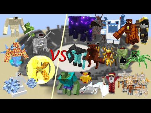 Various bosses addition mobs VS random mobs battle royale!  Minecraft mob battle! Part2