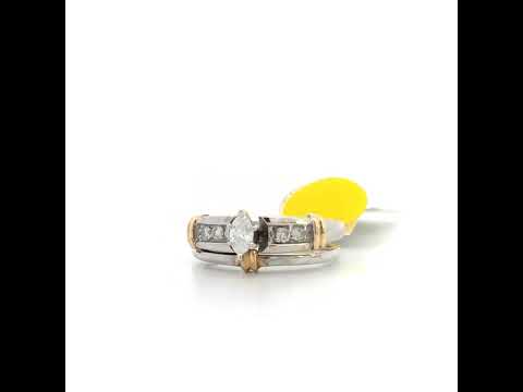 14K Yellow and White Gold 1/3 Cttw Marquise Diamond Cocktail Engagement Ring Set (H-I Color,