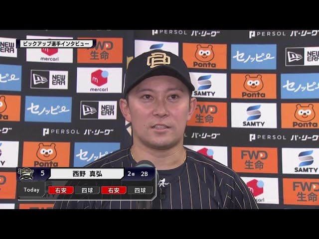 バファローズ・西野真弘選手 ピックアップ選手インタビュー 6月23日 オリックス・バファローズ 対 埼玉西武ライオンズ
