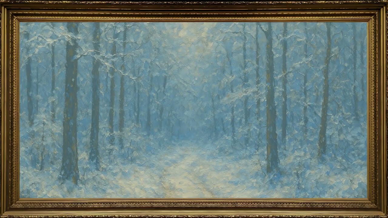 Animated Monet Winter Forest Gold Frame TV | 2 Hours 4K — 4K ambient art screensaver in baroque gold frame
