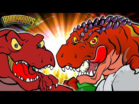 T Rex VS Giganotosaurus - Dinosaur Battles - Dinosaur Songs and Cartoons for Kids from Howdytoons