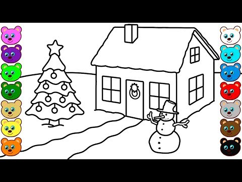 Christmas Winter House - Coloring Pages for Children - YouTube