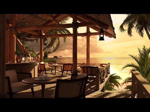 Bossa Nova Sunset Coffee Shop with Relaxing Summer Ocean Waves & Bossa Nova Jazz Music