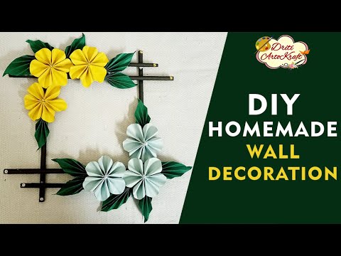 DIY HOMEMADE WALL DECORATION | PAPER DECORATION | PAPER FLOWERS LEAVES MAKING | DRITI ARTOKRAFT