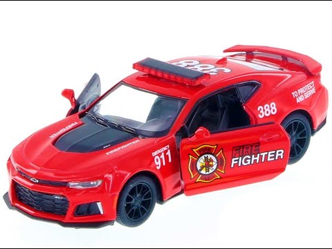 Машинка металлическая Kinsmart 1:38 «2017 Chevrolet Camaro ZL1 (Police / FireFighter)» 14 см. KT5399DPR инерционная / Микс