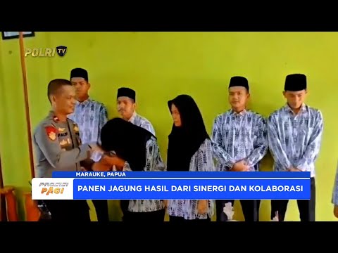 POLSEK KAWASAN PELABUHAN LAUT MERAUKE POLRES MARAUKE BAGIKAN HASIL PANEN JAGUNG KE PESANTREN