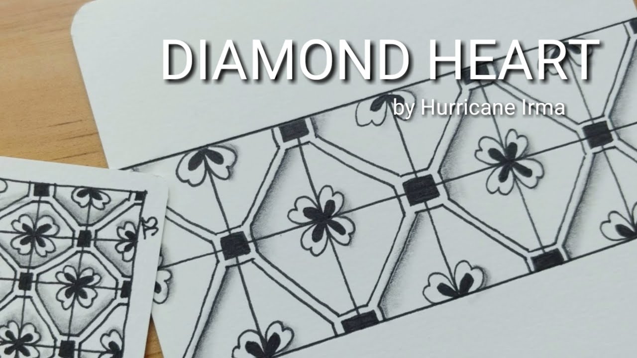 How to draw Tangle Pattern 'DIAMOND HEART'