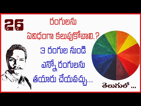 how to colour mixing. How to Draw a Colour Wheel using 3 Primary Colours. in telugu #drawingclass25