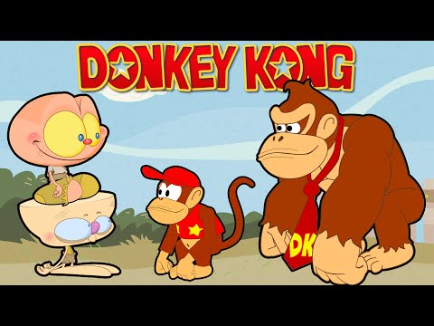 Mongo e Drongo dão com Donkey Kong e Diddy Kong - Donkey Kong em desenho animado