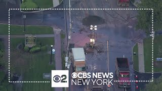 Water main break shuts down road in Warren, N.J.