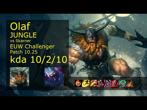 Olaf Jungle vs Skarner - EUW Challenger 10/2/10 Patch 10.25 Gameplay