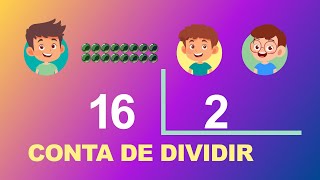 Como fazer conta de dividir - Divisão de 16 por 2