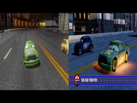 Cars 2 vs Cars 3 Comparison Vista Run Vs Go Go Tokyo as Chick Hicks