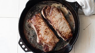 Perfect Pan to Oven Cast Iron New York Strip Steak Recipe - EatSimpleFood.com