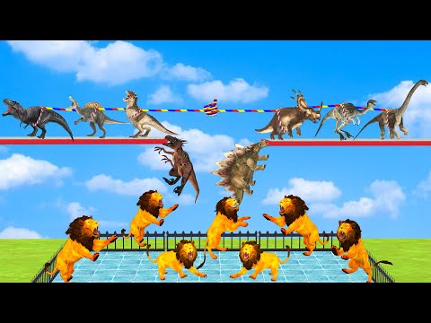 Herbivore Dinosaurs vs Carnivore Dinosaurs Tug of War - Animal Revolt Battle Simulator