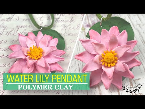 ~JustHandmade~ How to make a polymer clay (Fimo) WATER LILY / LOTUS FLOWER - pendant - tutorial