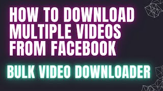 How to download mutliple videos in bulk from facebook/tiktok