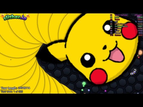Slither.io A.I. Pikachu Vs Tiny Pro Snake - New Epic Skin Slitherio Vip Gameplay - Infinity Score