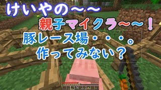 けいやの「親子マイクラ」実況part31 豚レース場への道を作る！