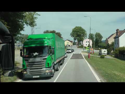 driver view Czech Hwy. 3 southbound from Hwy. 157 (in Kaplice-Nadrazi) to Austrian border