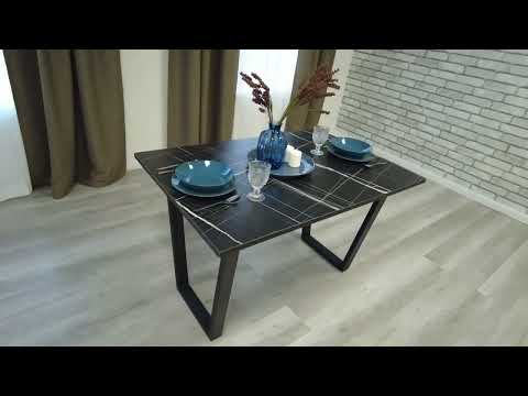 Кухонный обеденный стол COSTA ЛДСП/HPL/металл, 120х80х75см, Мрамор чёрный/чёрный, арт.20625 в Салехарде - видео 8